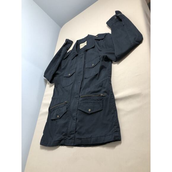 Lily Aldridge Jacket Coat Women’s 6 Blue Full Zipper Front Long Sleeve Military - Picture 12 of 13